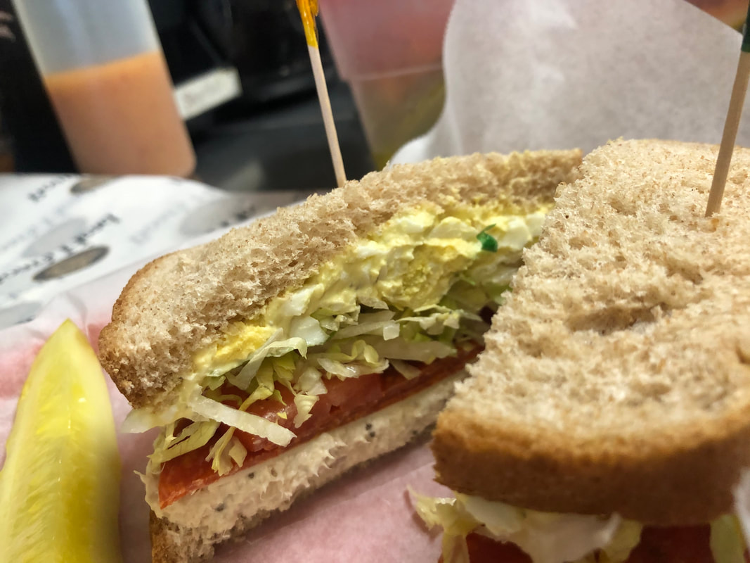Radical Side sandwich with egg salad from Sun Deli